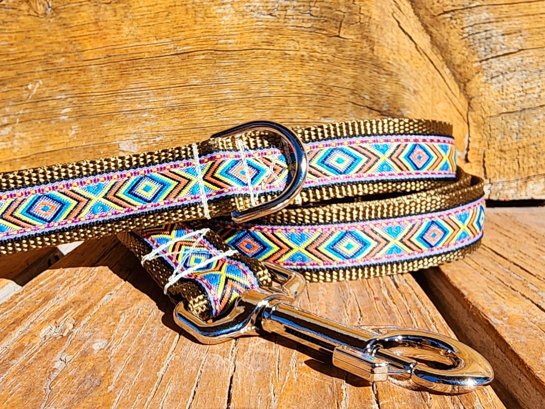 1" Tan Southwest Dog Collar, Leash, or Martingale 1" Wide image 3