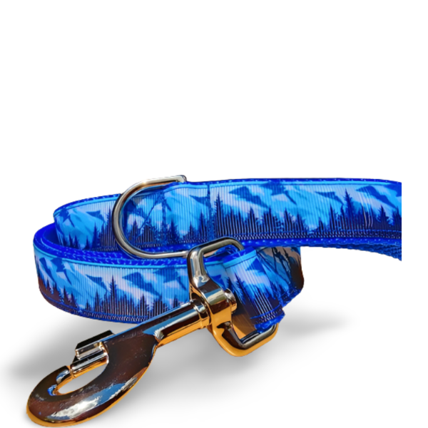 1" Mountain Tree Blue Dog Collar, Leash, or Martingale image 3