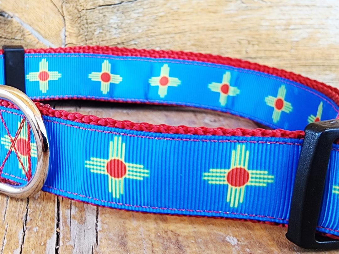 1" Blue Zia NM Dog Collar, Leash, or Martingale image 4