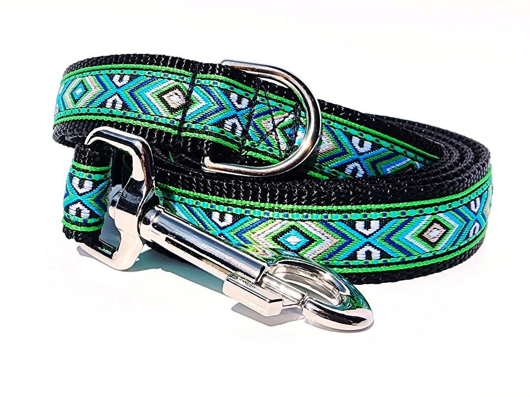 1" Green Southwest Dog Collar, Martingale, Harness, or Leash image 3