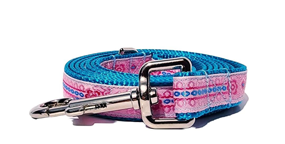 3/4" Pink & Blue Floral Dog Collar, Leash, or Martingale image 3