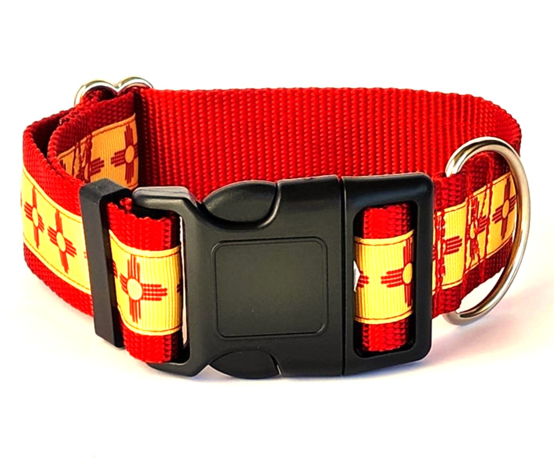 1.5" Wide New Mexico Zia Dog Collar image 1