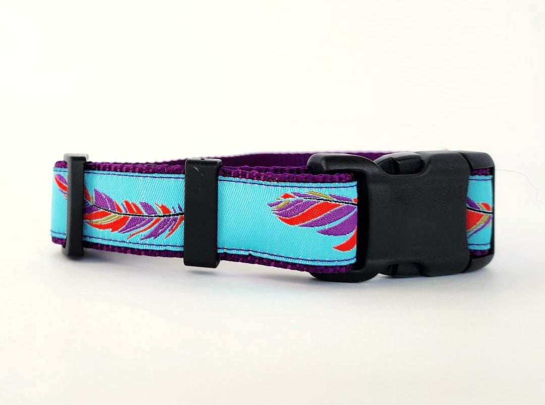 1" Southwest Feather Dog Collar, Leash, or Martingale - 1" wide image 4