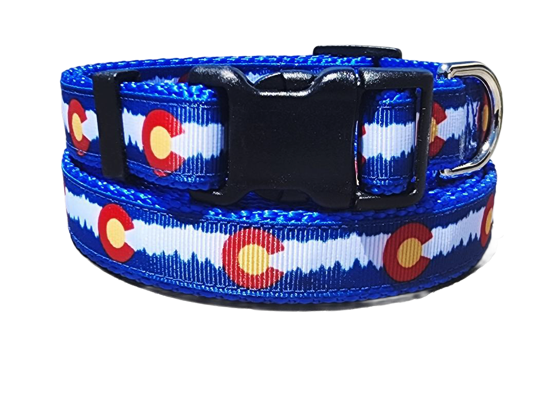 3/4" Blue Colorado Dog Collar, Leash, or Martingale