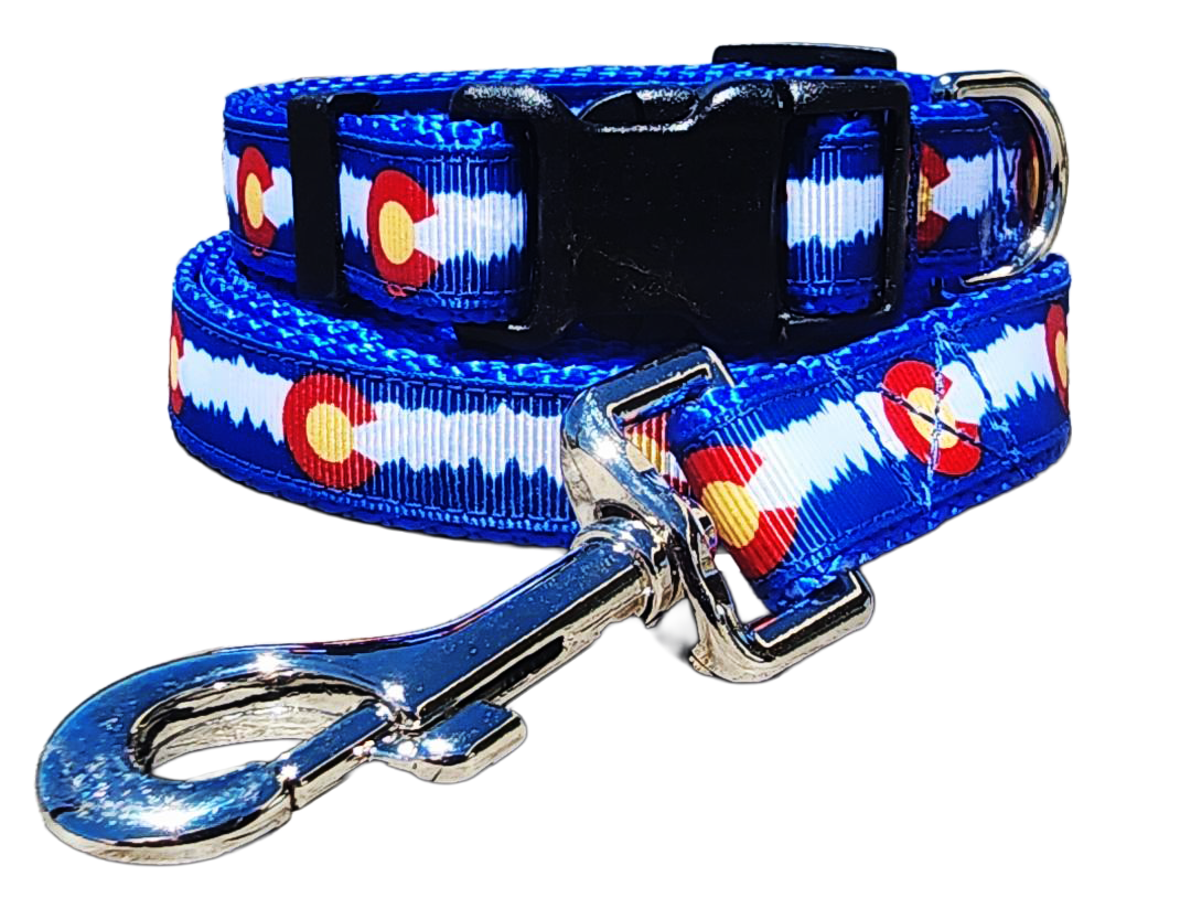 3/4" Blue Colorado Dog Collar, Leash, or Martingale