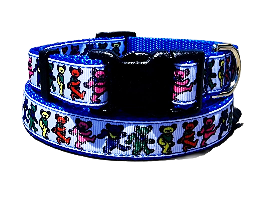 3/4" Blue Dancing Bears Collar or Leash