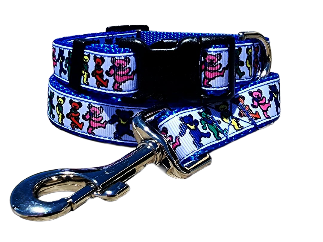 3/4" Blue Dancing Bears Collar or Leash