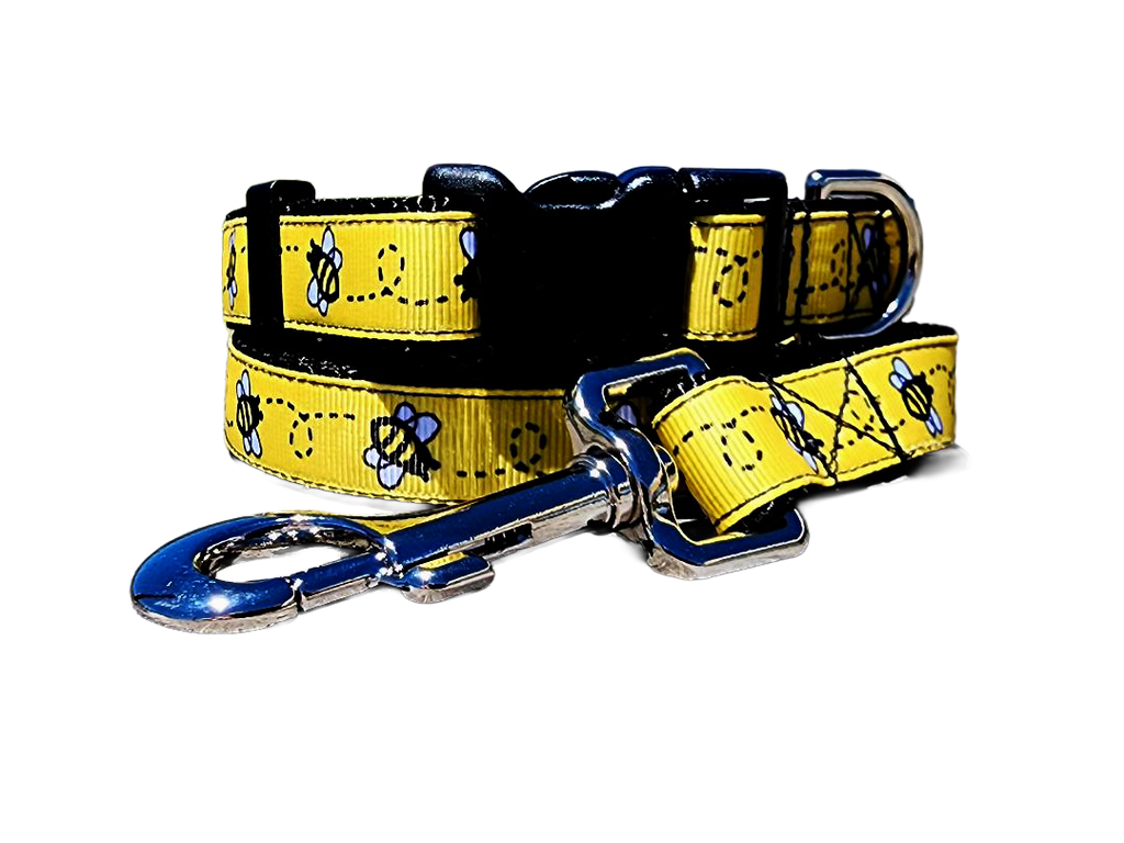 3/4" Black Bee Dog Collar or Leash