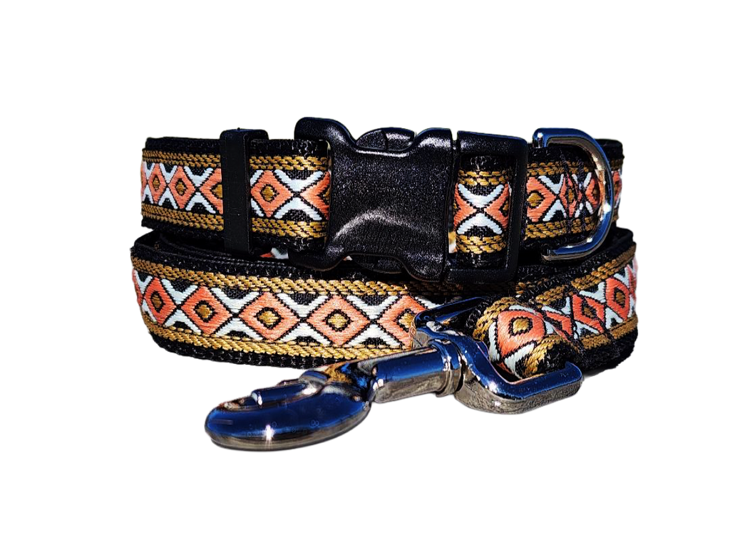 3/4" Black Southwest Dog Collar or Leash