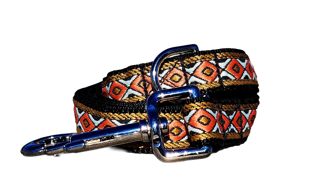 3/4" Black Southwest Dog Collar or Leash