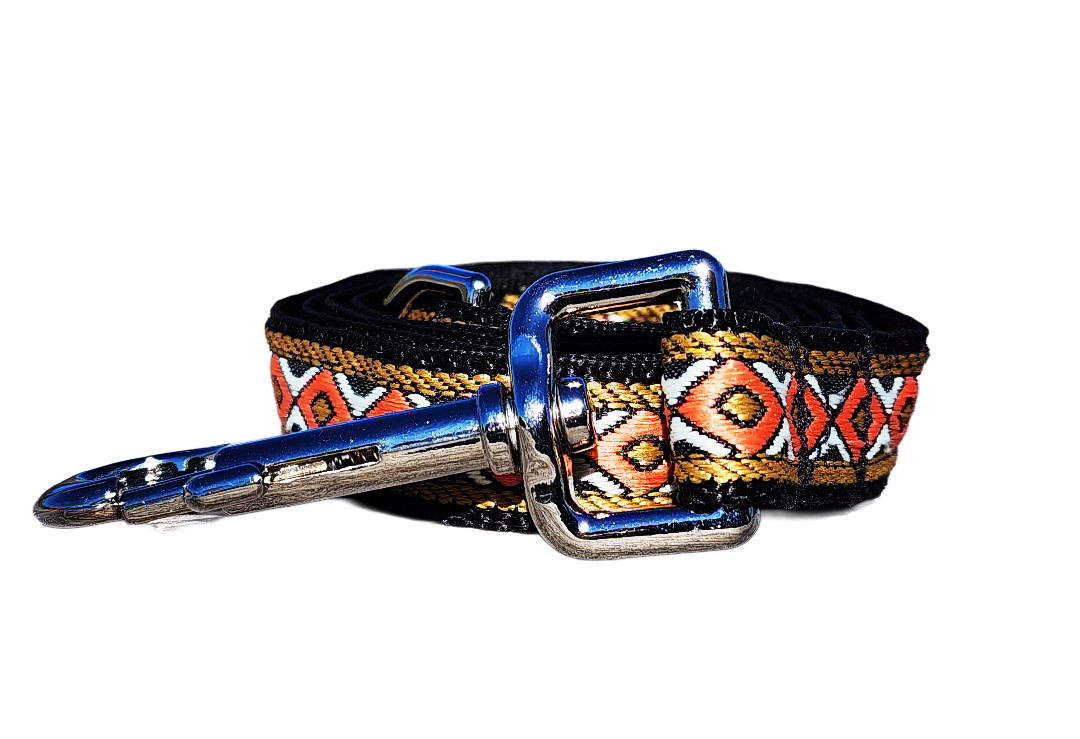 3/4" Black Southwest Dog Collar or Leash
