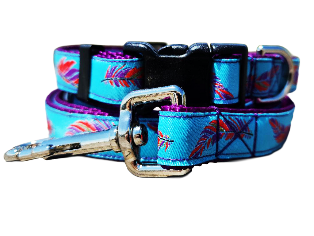 3/4" Southwest Feather Dog Collar or Leash