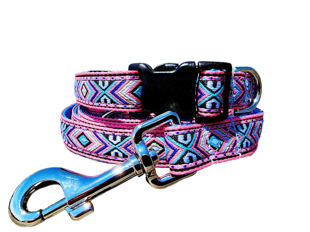 3/4" Pink Southwest Dog Collar or Leash