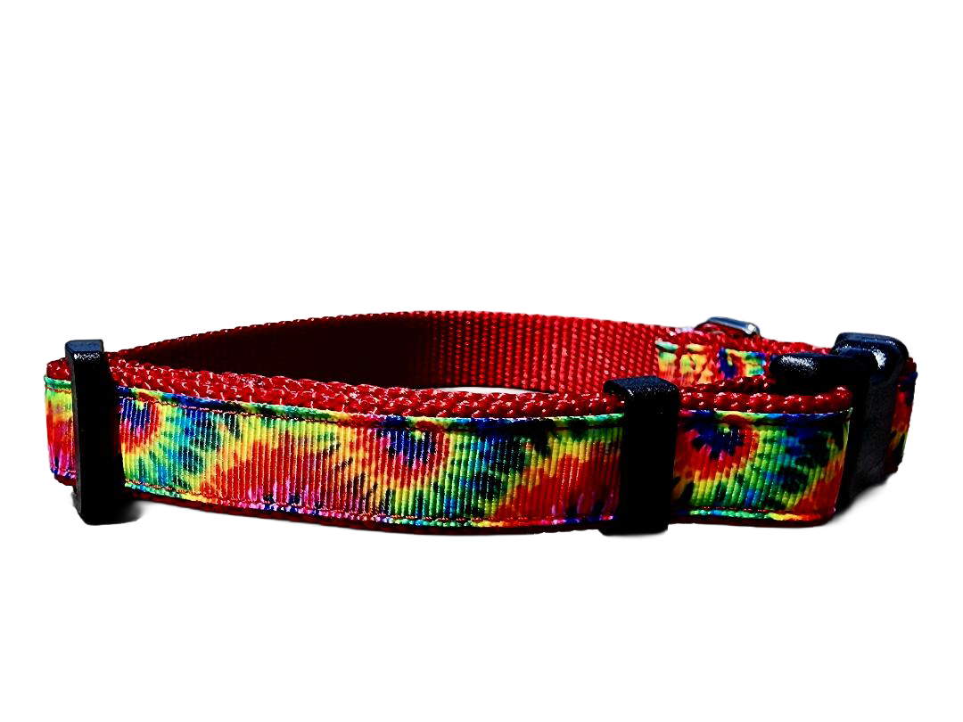 3/4" Red Tie-Dye Dog Collar or Leash