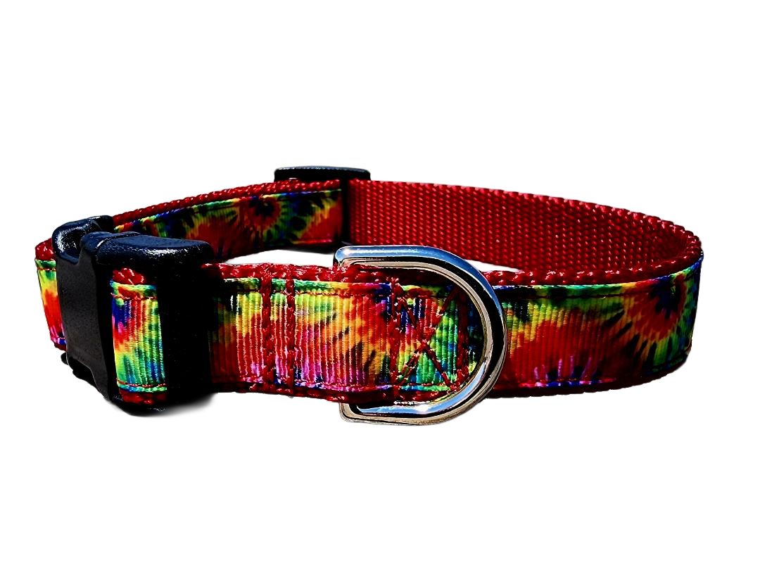 3/4" Red Tie-Dye Dog Collar or Leash