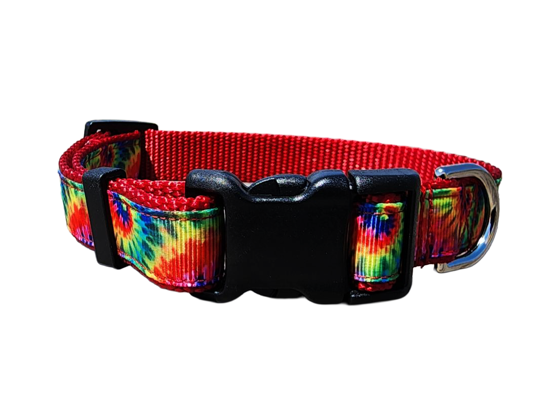 3/4" Red Tie-Dye Dog Collar or Leash