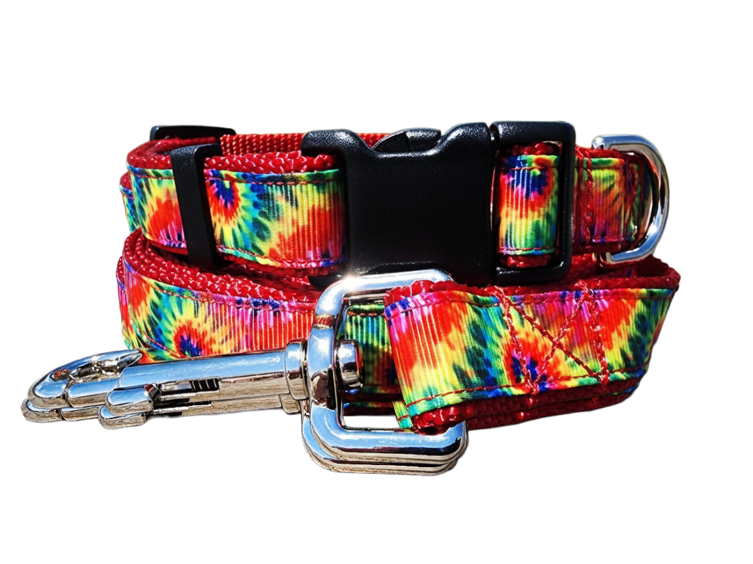 3/4" Red Tie-Dye Dog Collar or Leash