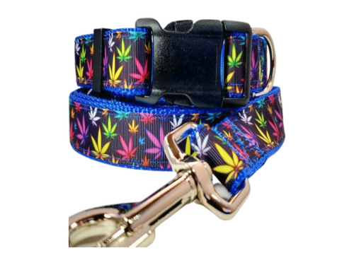 Blue Marijuana Dog Collar, Leash, Martingale, or Harness image 0