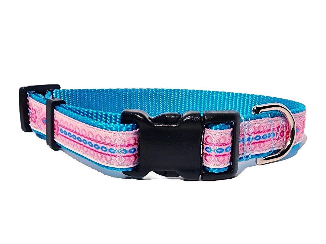 3/4" Pink & Blue Floral Dog Collar, Leash, or Martingale image 1