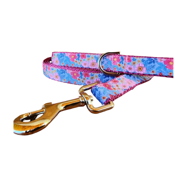 1" Pink Flower Dog Collar, Leash, or Martingale image 1