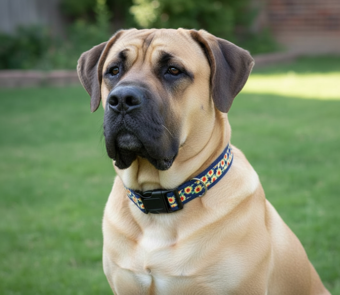 1.5" Blue Sunflower Dog Collar image 0