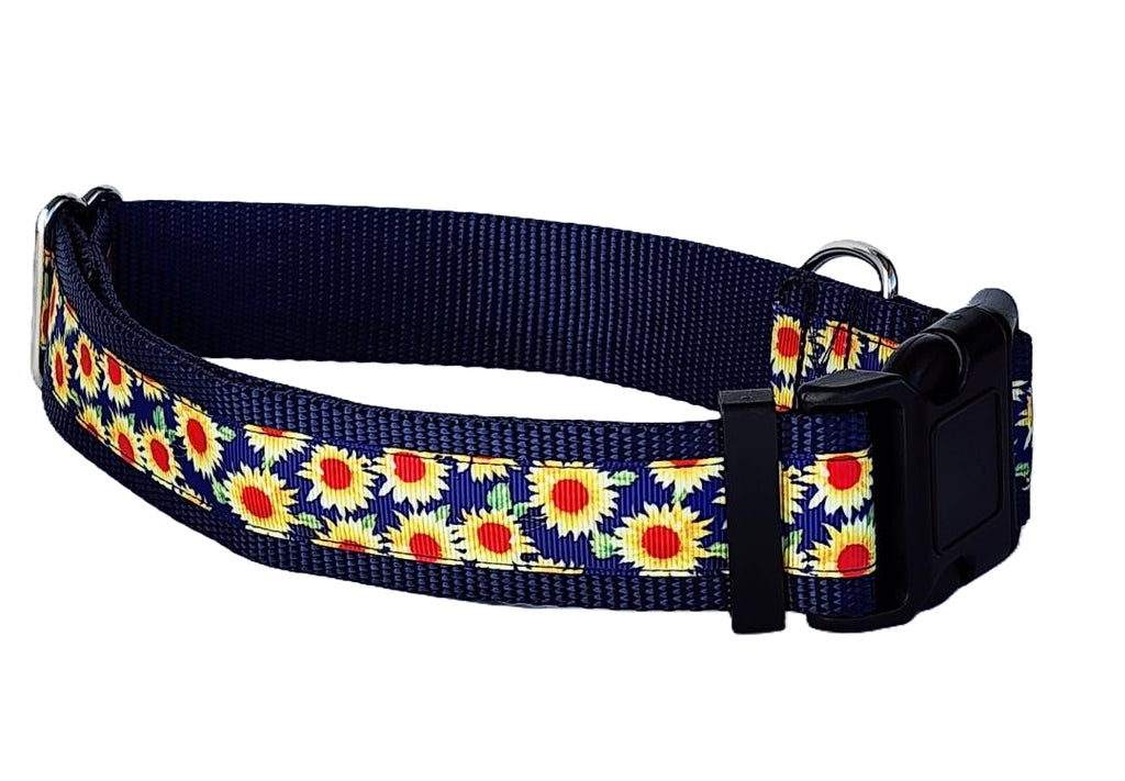 1.5" Blue Sunflower Dog Collar image 2