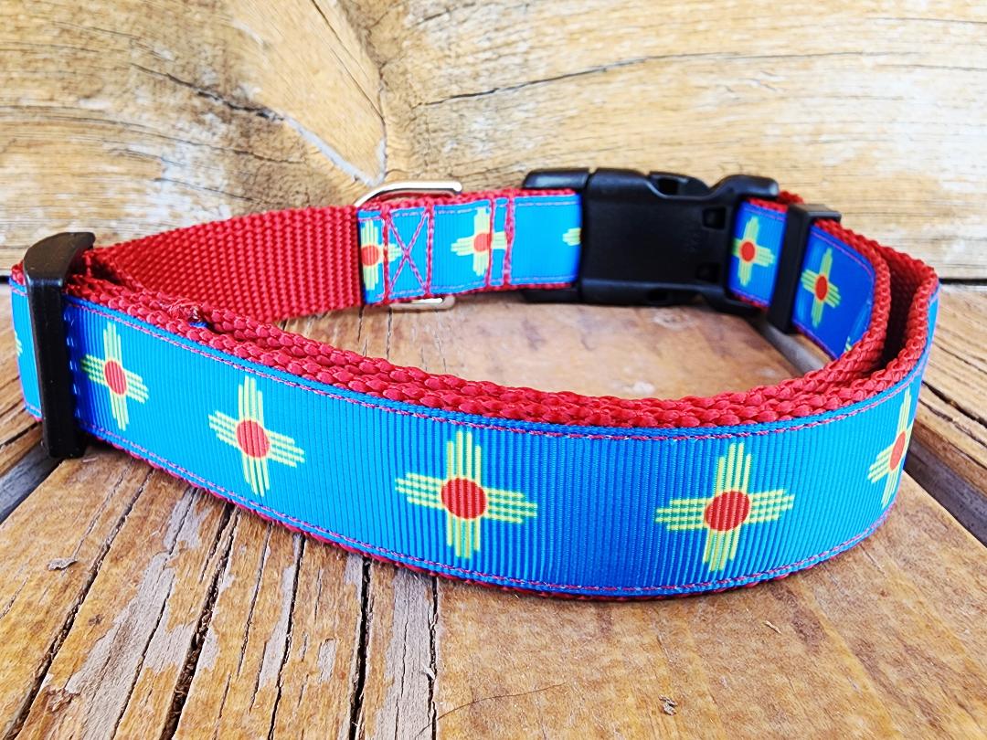 1" Blue Zia NM Dog Collar, Leash, or Martingale image 1