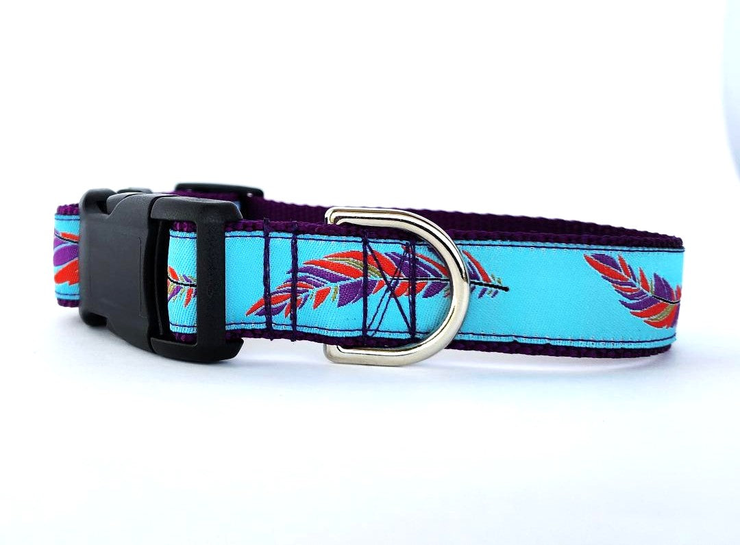 1" Southwest Feather Dog Collar, Leash, or Martingale - 1" wide image 1