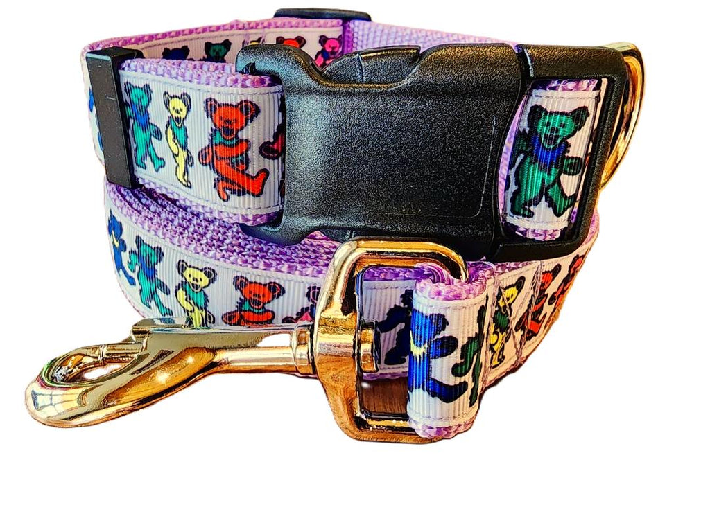 1" Purple Dancing Bears Dog Collar or Leash image 0