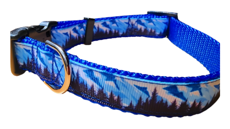 3/4" Mountain Tree Blue Dog Collar, Leash, or Martingale image 2