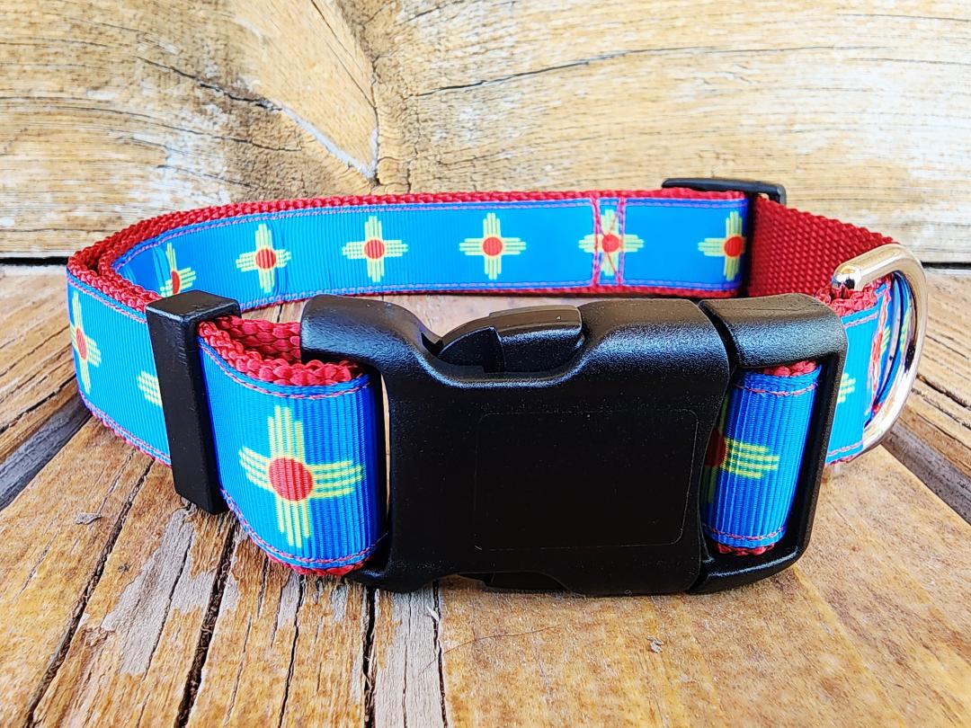 1" Blue Zia NM Dog Collar, Leash, or Martingale image 3