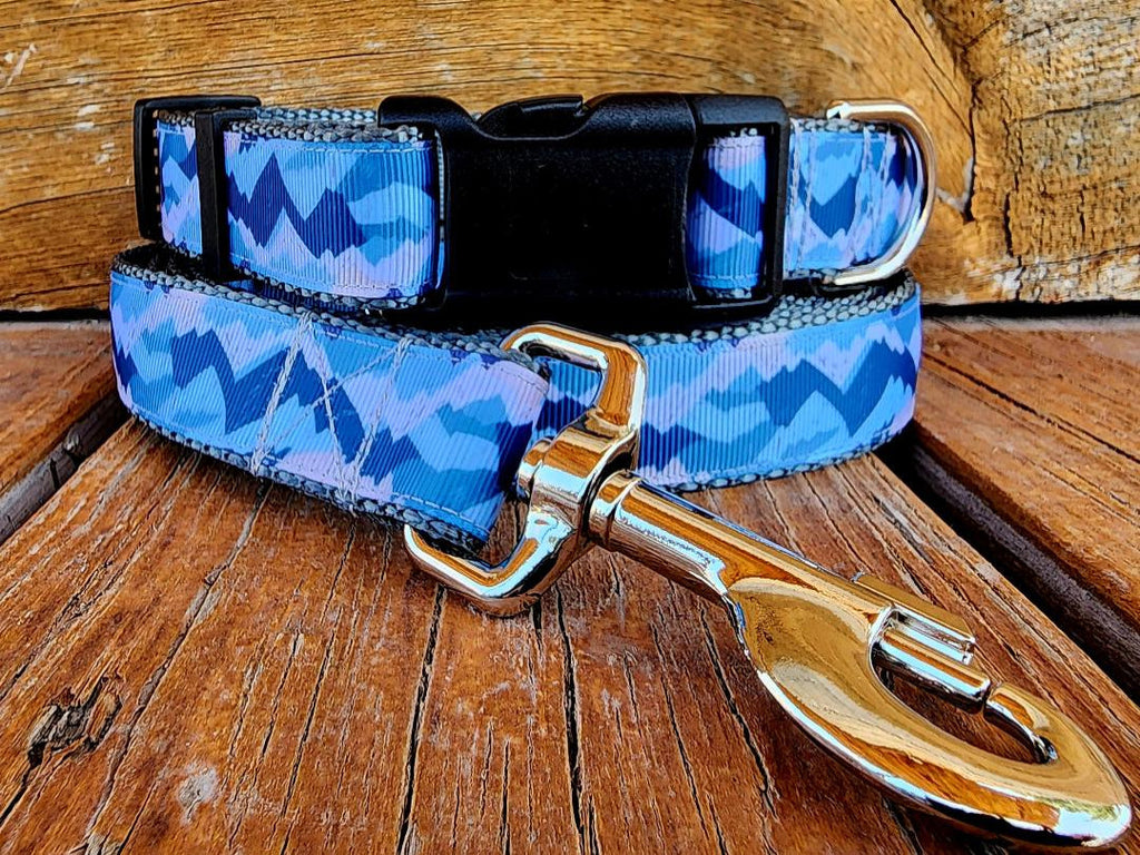 1" Mountain Abstract Dog Collar, Leash, or Martingale- 1" wide image 0