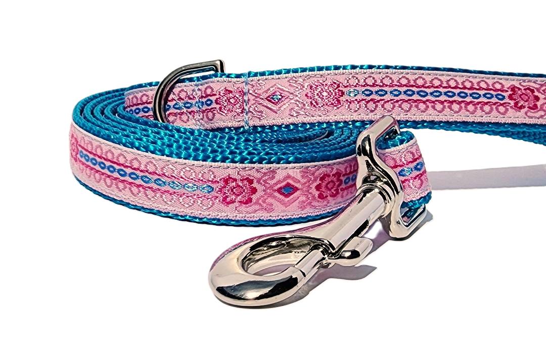3/4" Pink & Blue Floral Dog Collar, Leash, or Martingale image 6