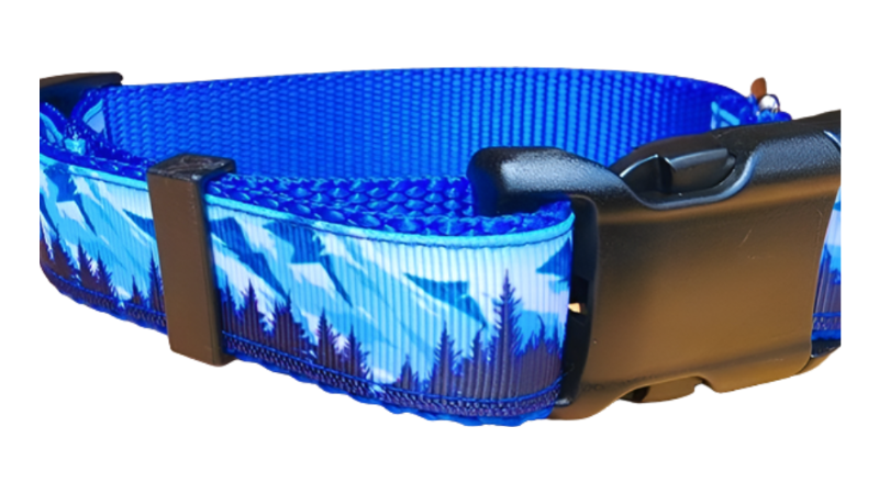 1" Mountain Tree Blue Dog Collar, Leash, or Martingale image 4