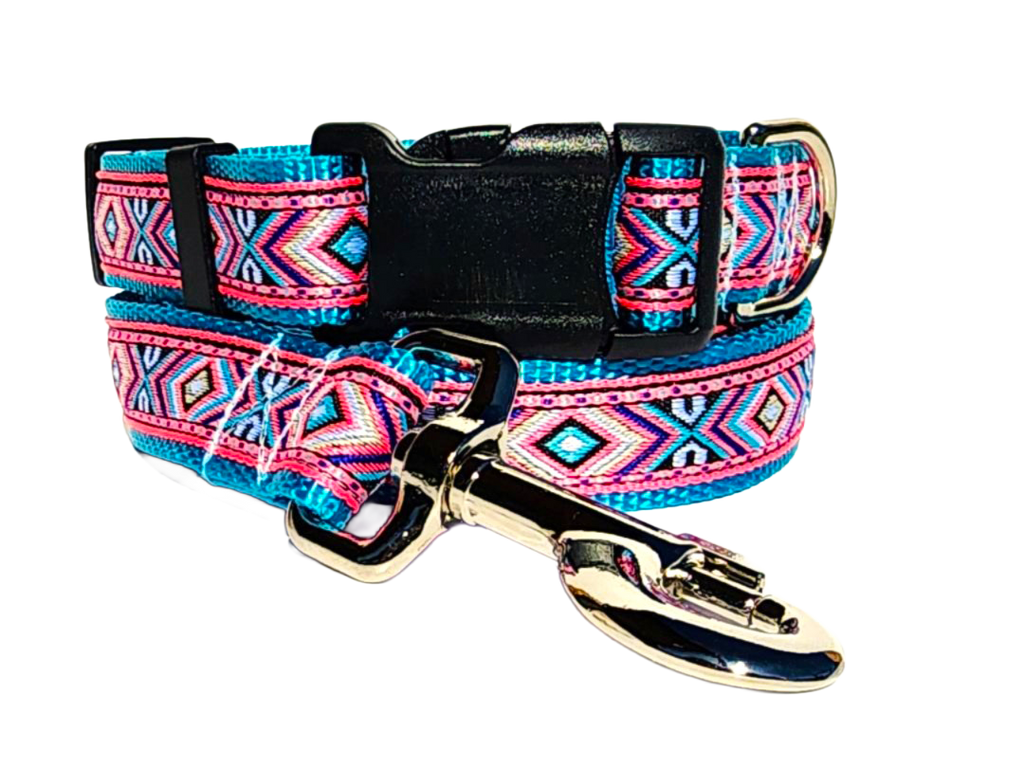 1" Pink Southwest Dog Collar or Leash image 0