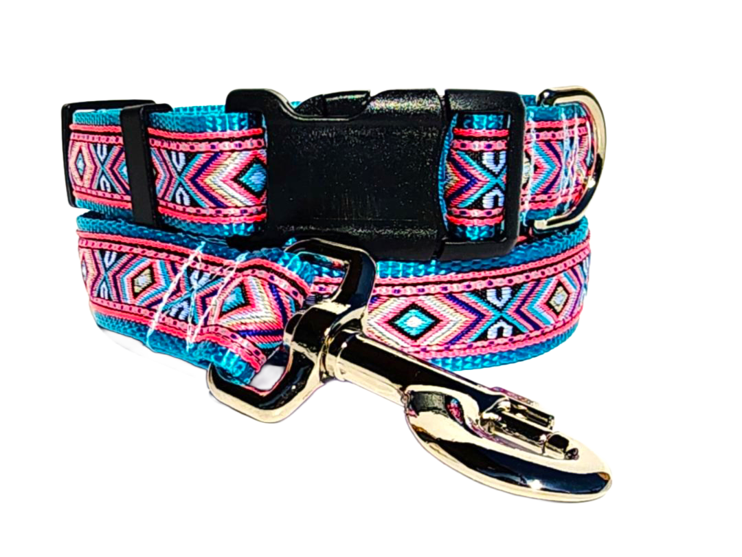 1" Pink Southwest Dog Collar or Leash image 0