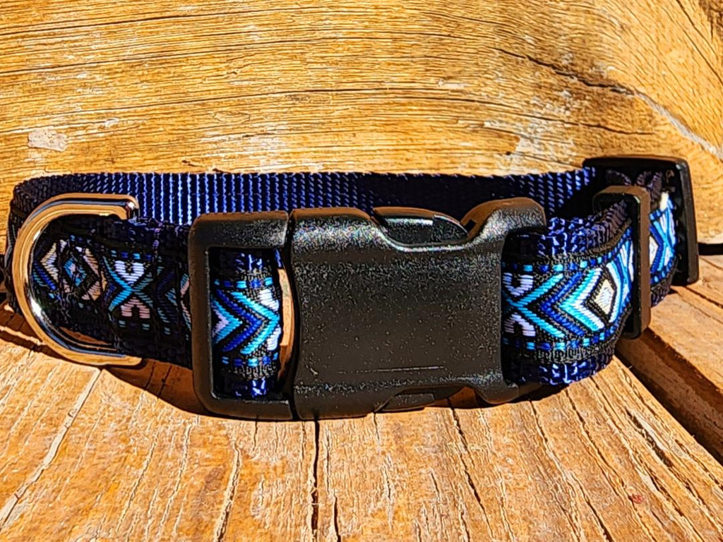 1" Blue Southwest Dog Collar, Leash, or Martingale - 1" wide image 3