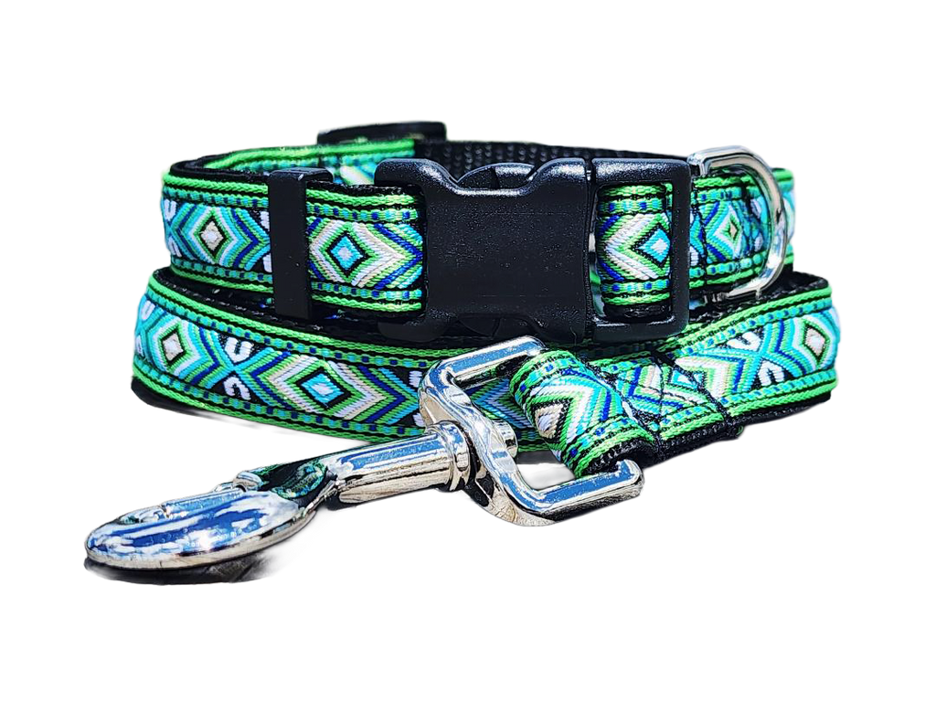 3/4" Green Southwest Dog Collar or Leash