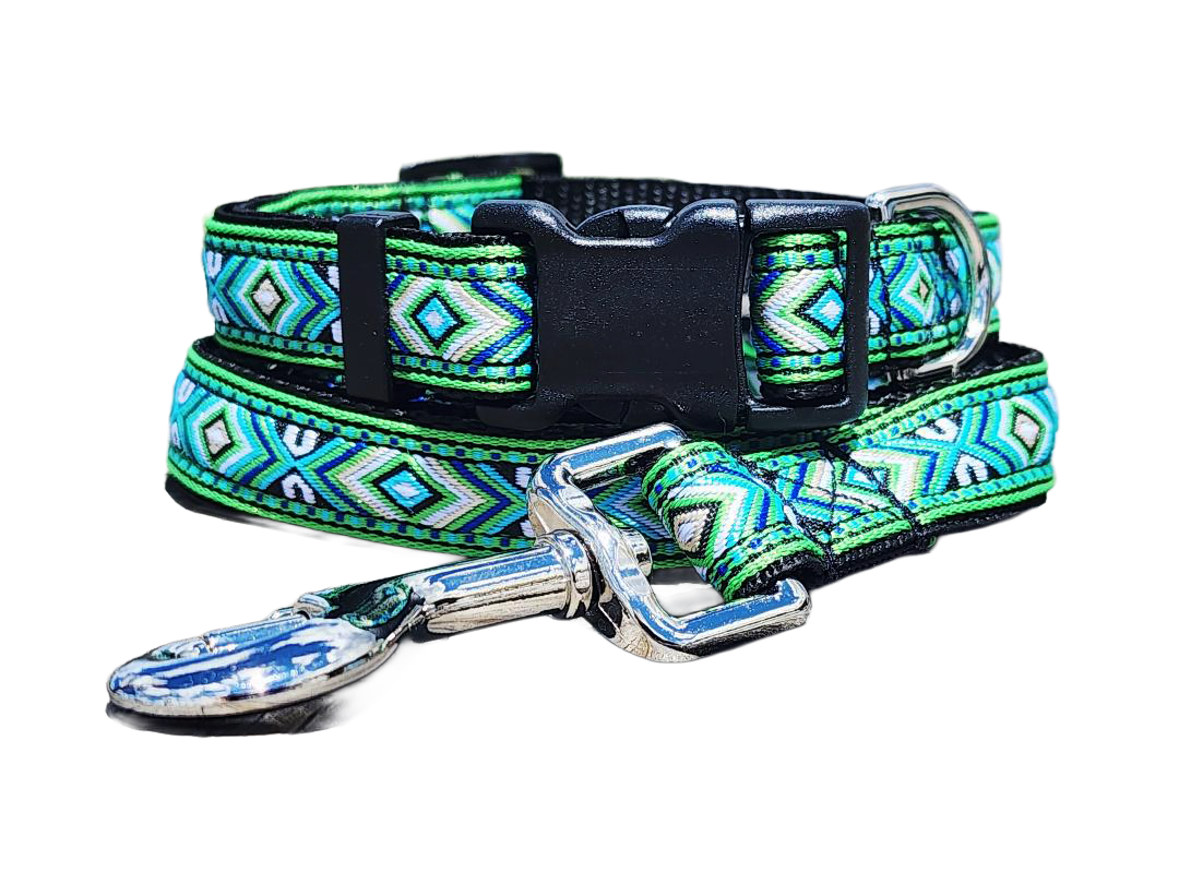 3/4" Green Southwest Dog Collar or Leash