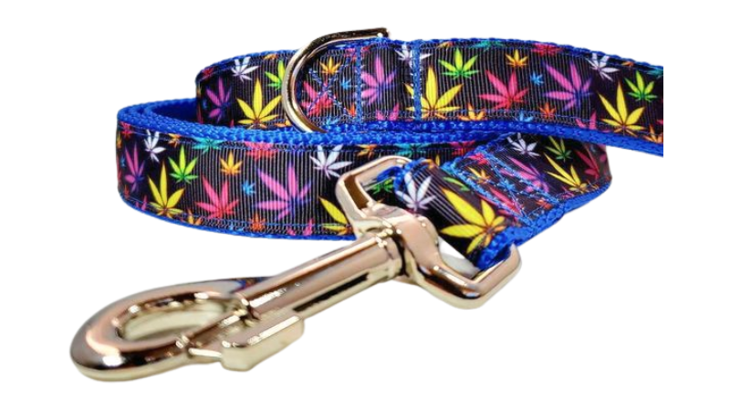 Blue Marijuana Dog Collar, Leash, Martingale, or Harness image 2
