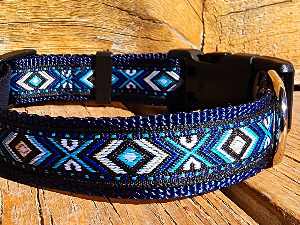 1" Blue Southwest Dog Collar, Leash, or Martingale - 1" wide image 1