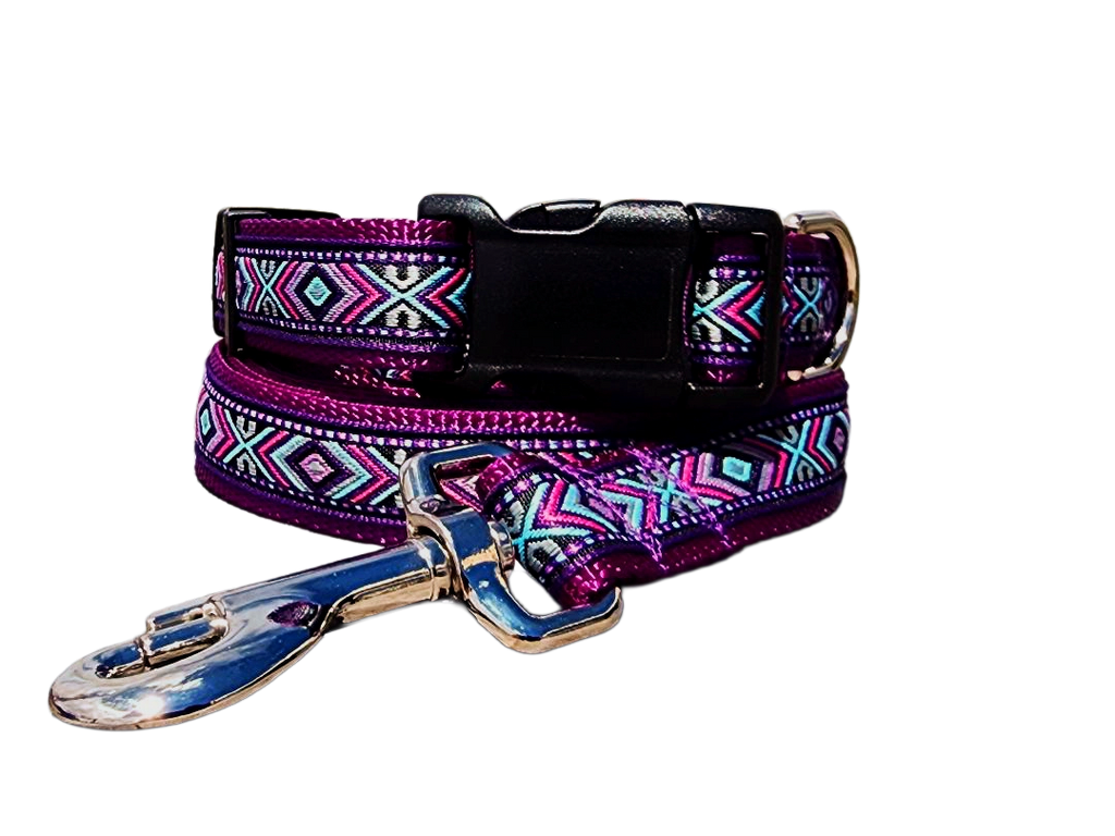 1" Purple Southwest Dog Collar or Leash image 0