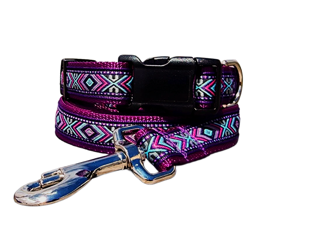 1" Purple Southwest Dog Collar or Leash image 0
