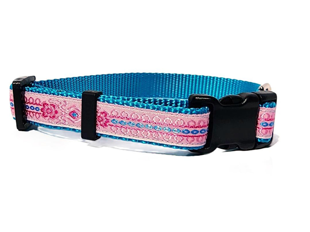 3/4" Pink & Blue Floral Dog Collar, Leash, or Martingale image 2