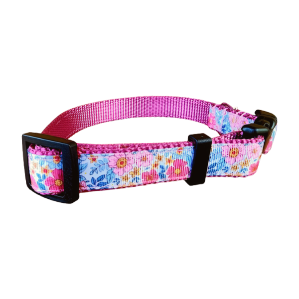 3/4" Pink Flower Dog Collar, Leash, or Martingale image 1