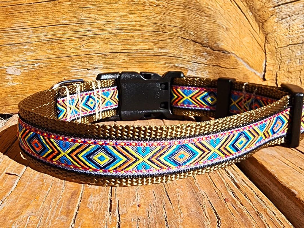 1" Tan Southwest Dog Collar, Leash, or Martingale 1" Wide image 1