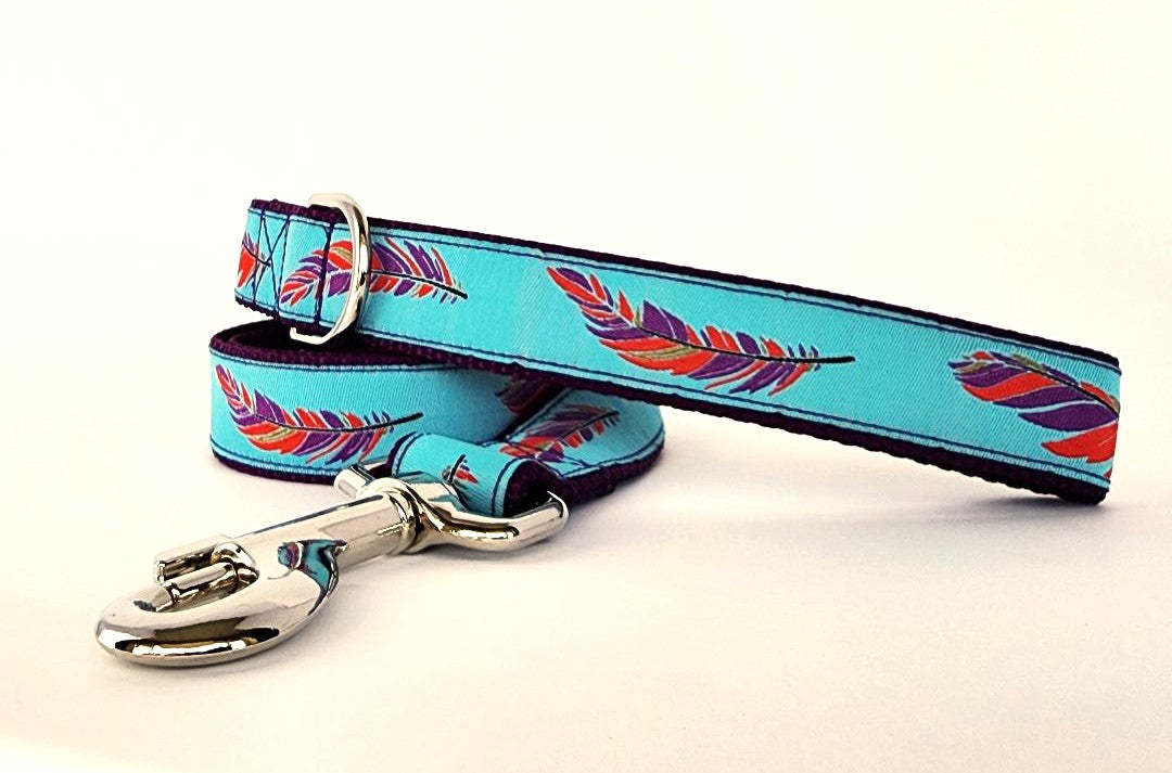1" Southwest Feather Dog Collar, Leash, or Martingale - 1" wide image 5