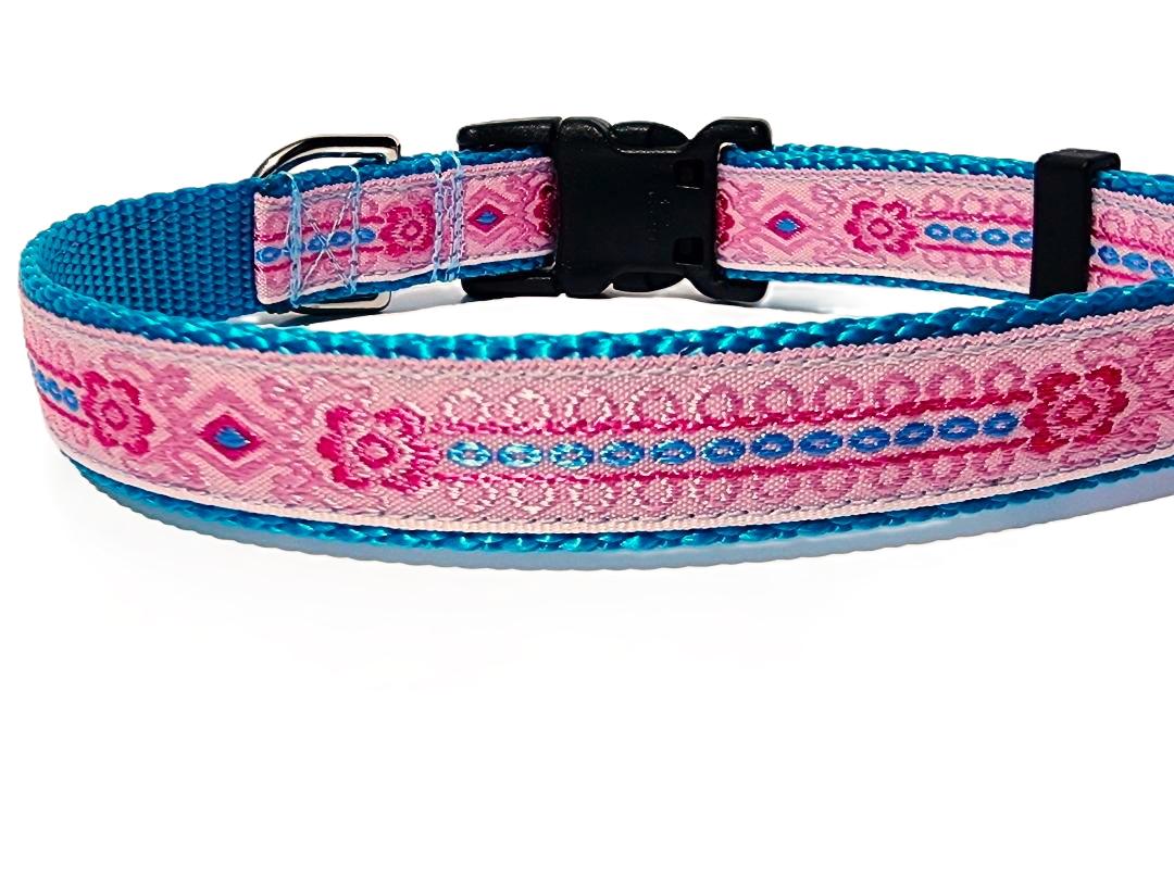 3/4" Pink & Blue Floral Dog Collar, Leash, or Martingale image 5