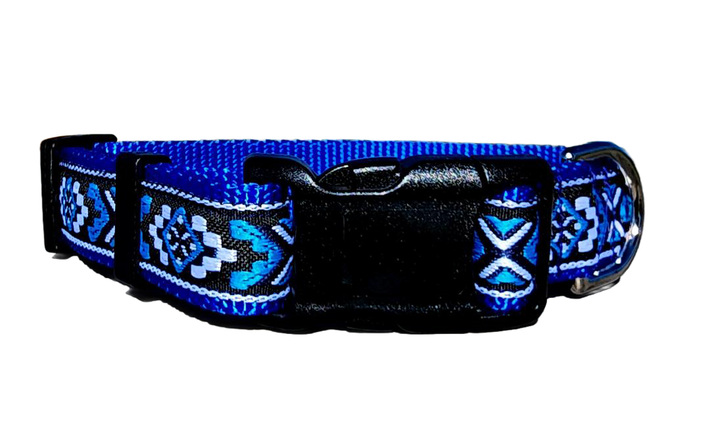 1" Bright Blue Southwest Dog Collar or Leash