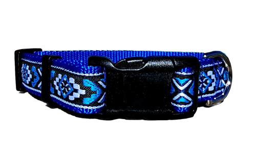 1" Bright Blue Southwest Dog Collar or Leash